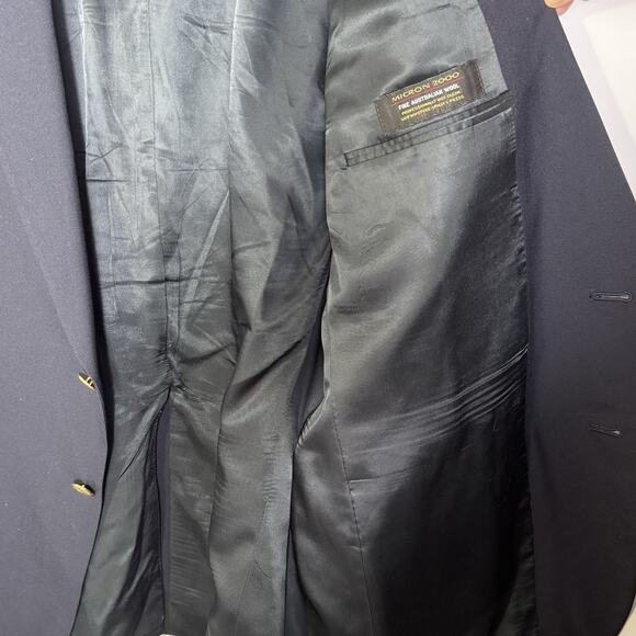 VTG Hart Schaffner Marx 48R Navy Blazer Gold Buttons Micron 2000 Wool Sport Coat - Picture 10 of 14